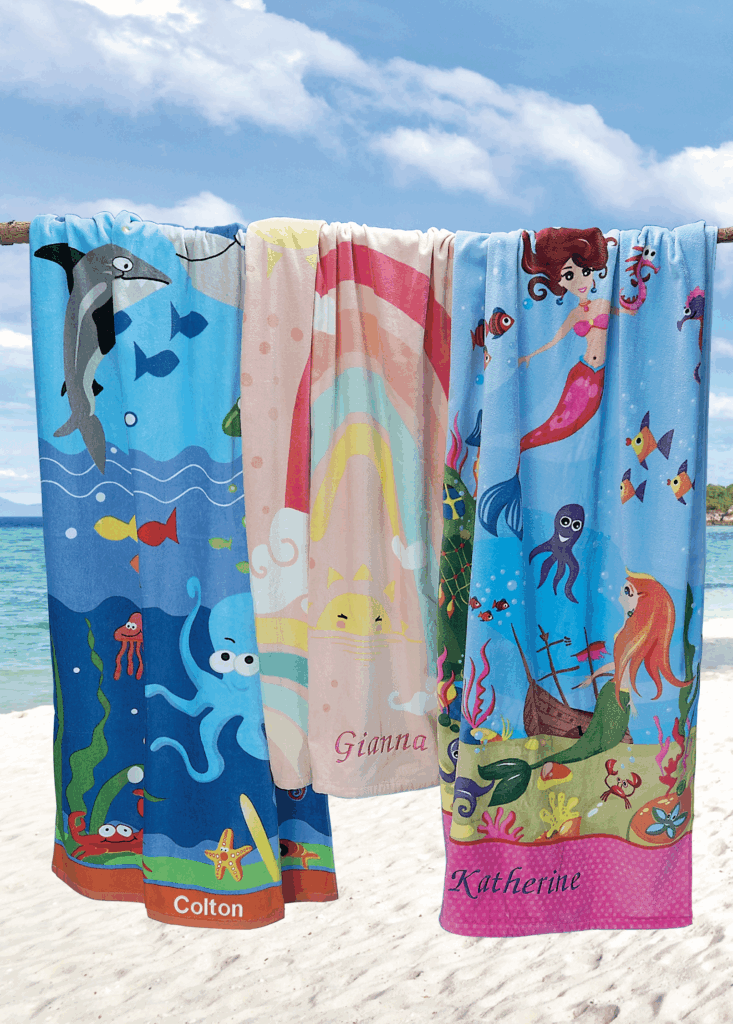 Personalized Under the Sea Kids Towel, Personalized Mermaid Kids Towel and Personalized Rainbow Kids Towel at Lillian Vernon
