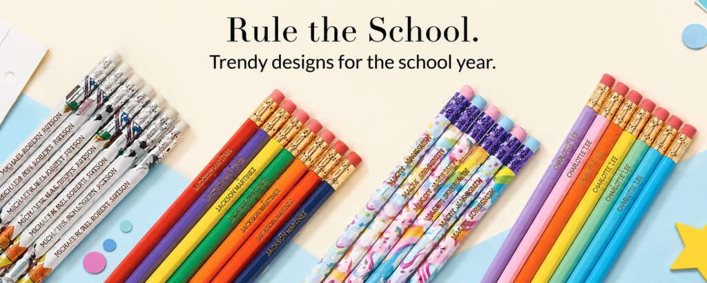 themed pencils for Back to school at Lillian Vernon